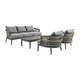 Hosa 4pc Outdoor Social Set w Coffee Table Chairs & Sofa | Light Gray Rope