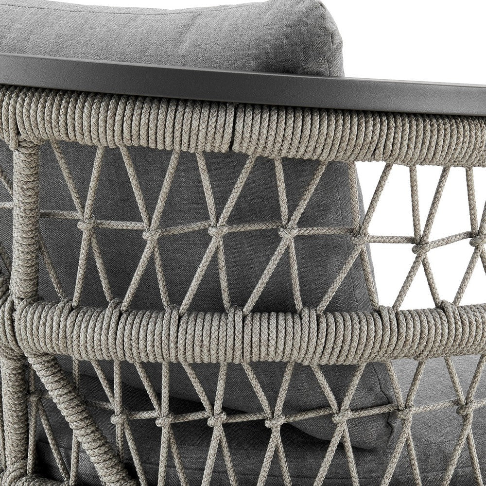 Hosa 5pc Outdoor Dining Table Set w 4 Cushioned Chairs | Light Gray Rope BM339070