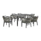 Hosa 5pc Outdoor Dining Table Set w 6 Cushioned Chairs | Light Gray Rope
