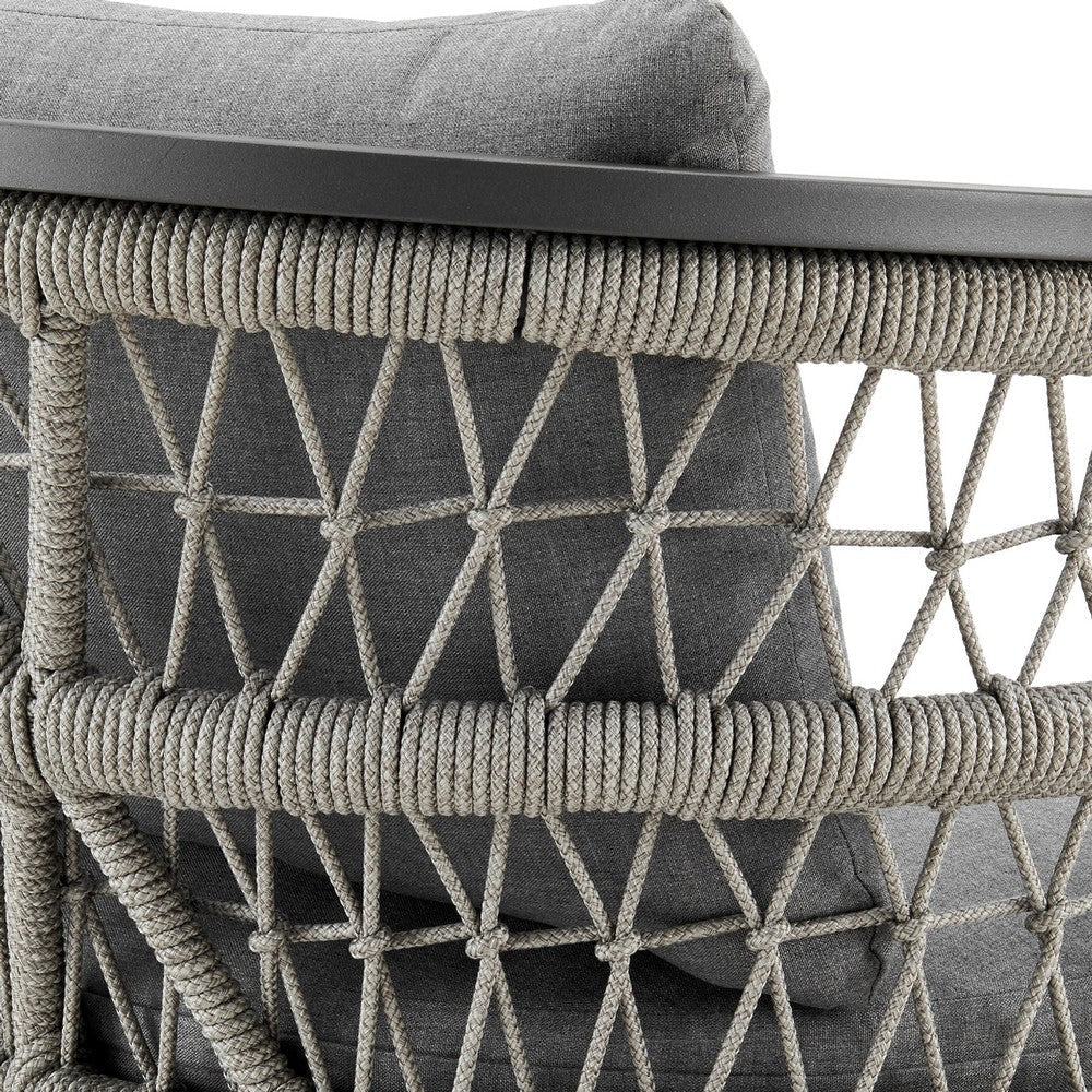 Hosa 5pc Outdoor Dining Table Set w 6 Cushioned Chairs | Light Gray Rope BM339071