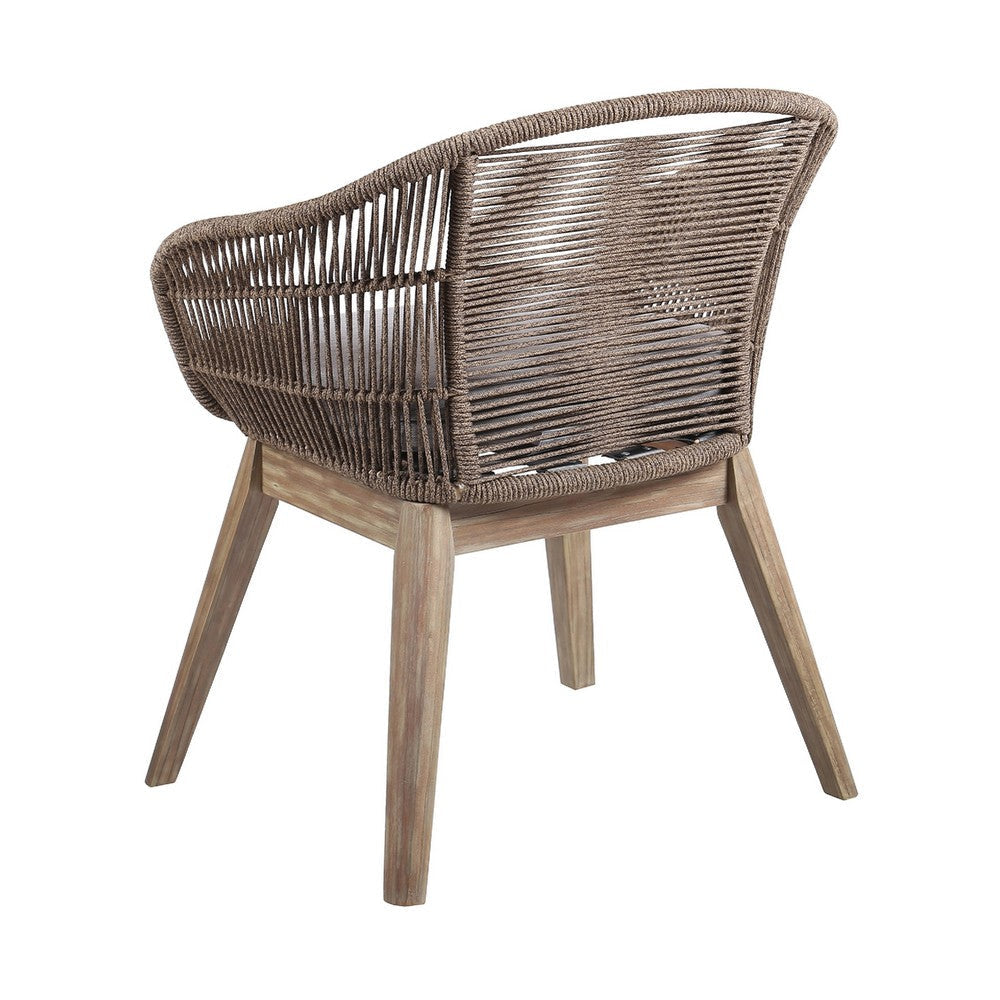 Siana Sesa 5pc Outdoor Dining Table Set | Round Brown Wood | 4 Rope Chairs BM339072