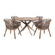 Siana Sesa 5pc Outdoor Dining Table Set | Round Brown Wood | 4 Rope Chairs