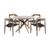 Siana Neka Outdoor 5pc Dining Table Set | 4 Brown Wood Chairs | Charcoal Rope