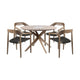 Siana Neka Outdoor 5pc Dining Table Set | 4 Brown Wood Chairs | Charcoal Rope
