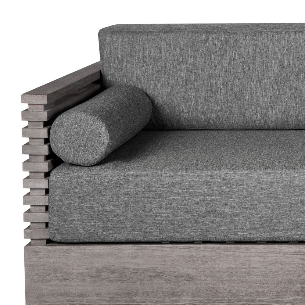 Hida 83’’ Outdoor Sofa w 2 Bolster Pillows | Gray Olefin Cushions