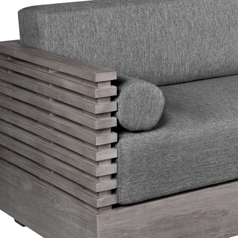 Hida 83’’ Outdoor Sofa w 2 Bolster Pillows | Gray Olefin Cushions