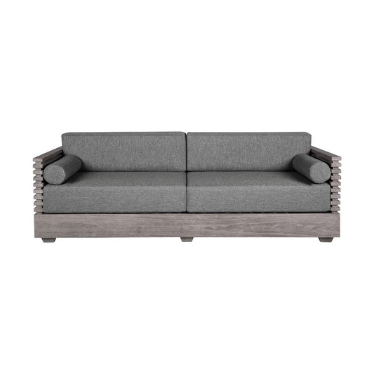 Hida 83" Outdoor Sofa w 2 Bolster Pillows | Gray Olefin Cushions