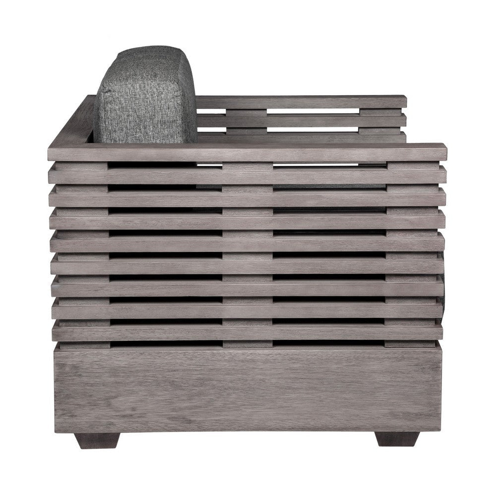 Hida Outdoor Armchair | Gray Eucalyptus Wood | Gray Olefin Cushions BM339076