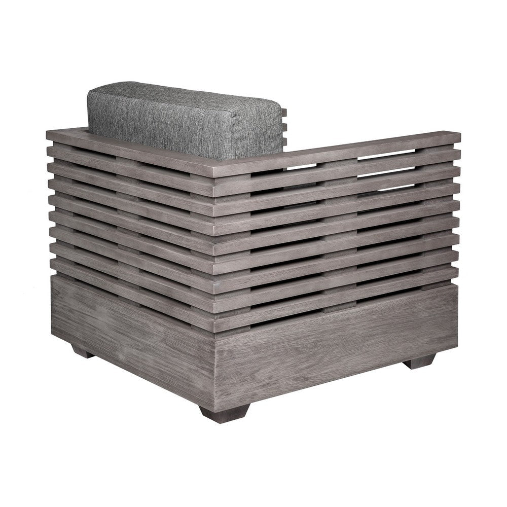 Hida Outdoor Armchair | Gray Eucalyptus Wood | Gray Olefin Cushions BM339076