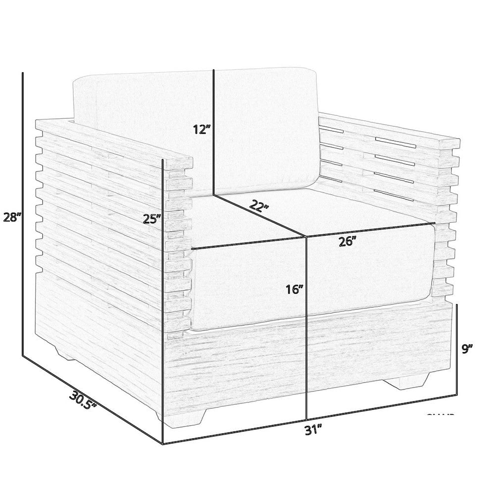 Hida Outdoor Armchair | Gray Eucalyptus Wood | Gray Olefin Cushions BM339076