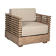 Hida Outdoor Armchair | Brown Eucalyptus Wood | Taupe Olefin Cushions