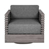 Hida Outdoor Swivel Chair | Gray Eucalyptus Wood | Gray Olefin Cushions