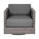 Hida Outdoor Swivel Chair | Gray Eucalyptus Wood | Gray Olefin Cushions
