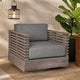Hida Outdoor Swivel Chair | Gray Eucalyptus Wood | Gray Olefin Cushions