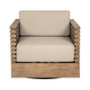Hida Outdoor Swivel Chair | Brown Eucalyptus Wood | Taupe Olefin Cushions