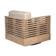 Hida Outdoor Swivel Chair | Brown Eucalyptus Wood | Taupe Olefin Cushions