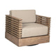 Hida Outdoor Swivel Chair | Brown Eucalyptus Wood | Taupe Olefin Cushions