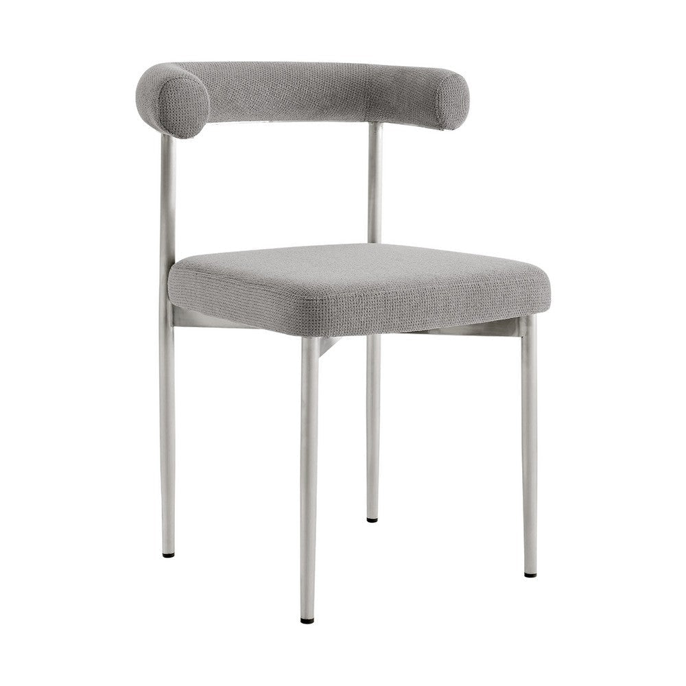 Shany Dining Chair Set of 2 | Brushed Steel Curved Back | Gray Polyester BM339080