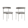 Shany Dining Chair Set of 2 | Brushed Steel Curved Back | Gray Polyester
