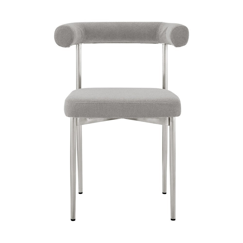 Shany Dining Chair Set of 2 | Brushed Steel Curved Back | Gray Polyester BM339080