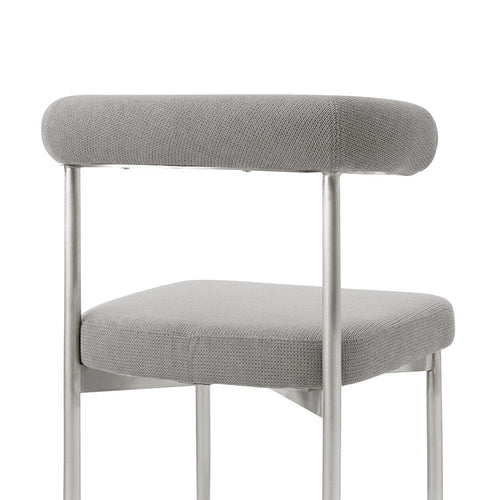 Shany Dining Chair Set of 2 | Brushed Steel Curved Back | Gray Polyester