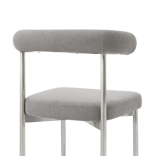 Shany Dining Chair Set of 2 | Brushed Steel Curved Back | Gray Polyester