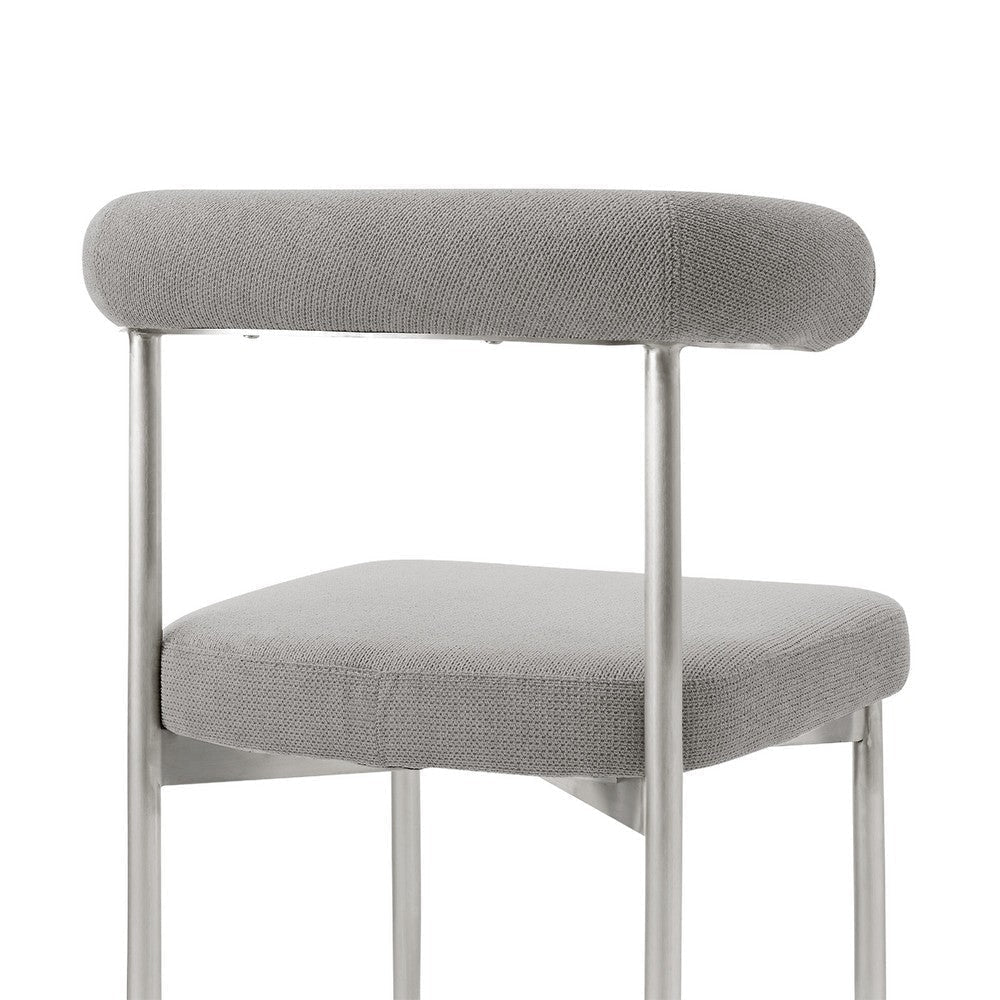 Shany Dining Chair Set of 2 | Brushed Steel Curved Back | Gray Polyester