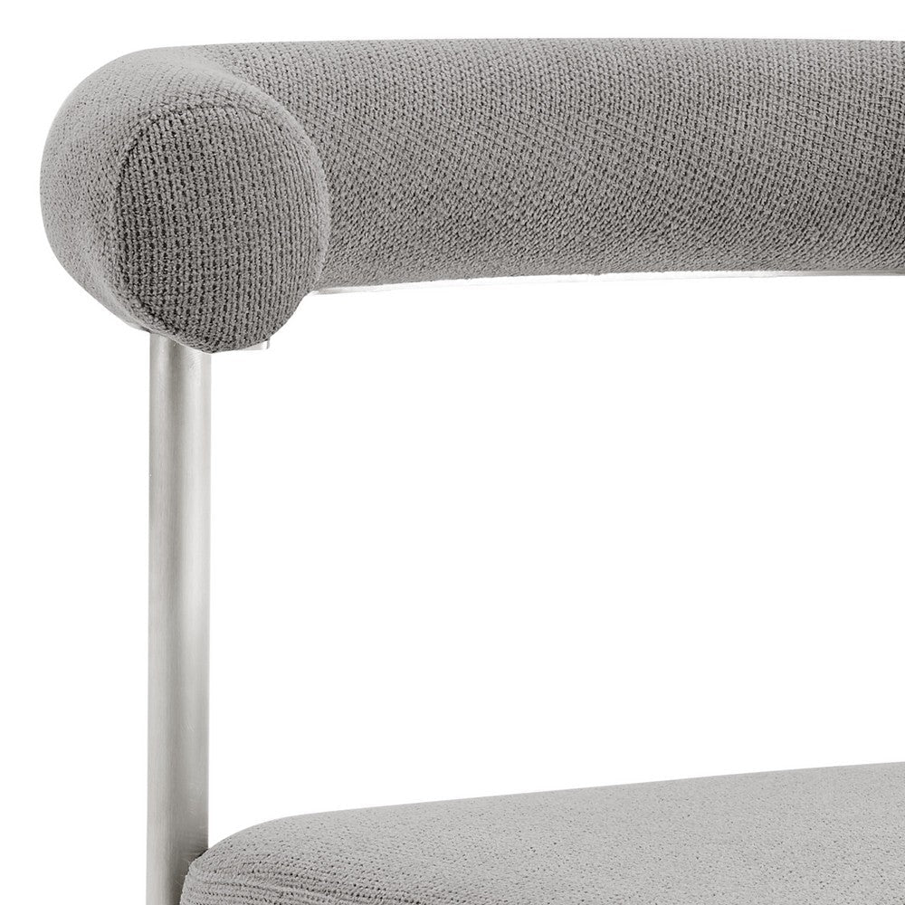 Shany Dining Chair Set of 2 | Brushed Steel Curved Back | Gray Polyester BM339080