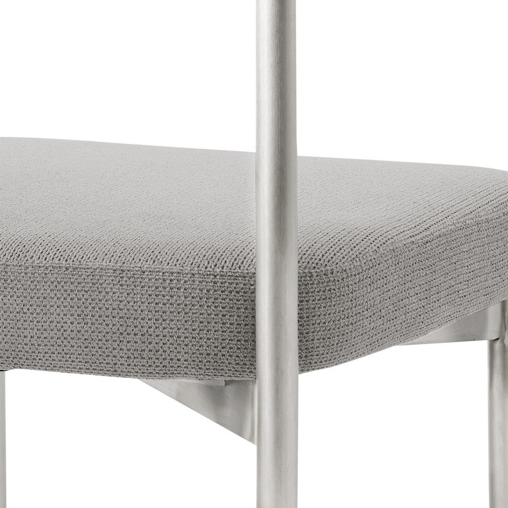 Shany Dining Chair Set of 2 | Brushed Steel Curved Back | Gray Polyester BM339080