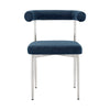 Shany Dining Chair Set of 2 | Curved Back Brushed Steel | Blue Polyester BM339081