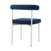 Shany Dining Chair Set of 2 | Curved Back Brushed Steel | Blue Polyester BM339081