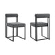 Tasie Dining Chair Set of 2 | Black Iron Gray Channel Tufted Polyester