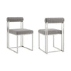 Tasie Dining Chair Set of 2 | Stainless Steel | Gray Tufted Polyester