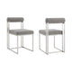Tasie Dining Chair Set of 2 | Stainless Steel | Gray Tufted Polyester