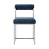 Tasie Dining Chair Set of 2 | Stainless Steel | Blue Tufted Polyester