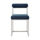 Tasie Dining Chair Set of 2 | Stainless Steel | Blue Tufted Polyester