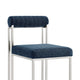 Tasie Dining Chair Set of 2 | Stainless Steel | Blue Tufted Polyester
