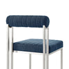 Tasie Dining Chair Set of 2 | Stainless Steel | Blue Tufted Polyester