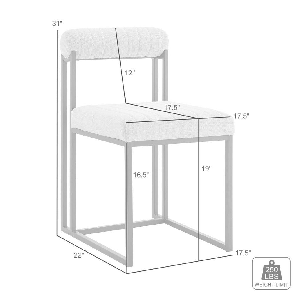 Tasie Dining Chair Set of 2 | Stainless Steel | Blue Tufted Polyester