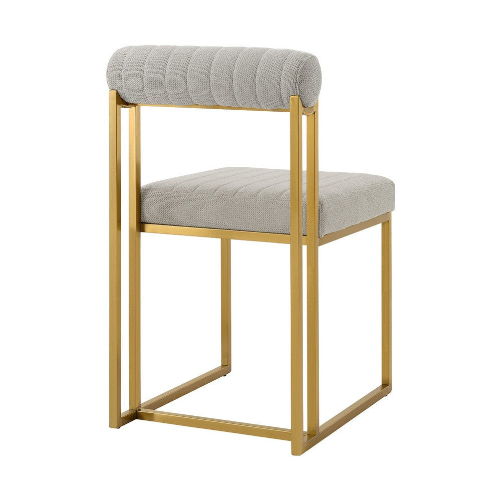 Tasie Dining Chair Set of 2 | Gold Brushed Steel | Taupe Polyester BM339085