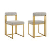 Tasie Dining Chair Set of 2 | Gold Brushed Steel | Taupe Polyester