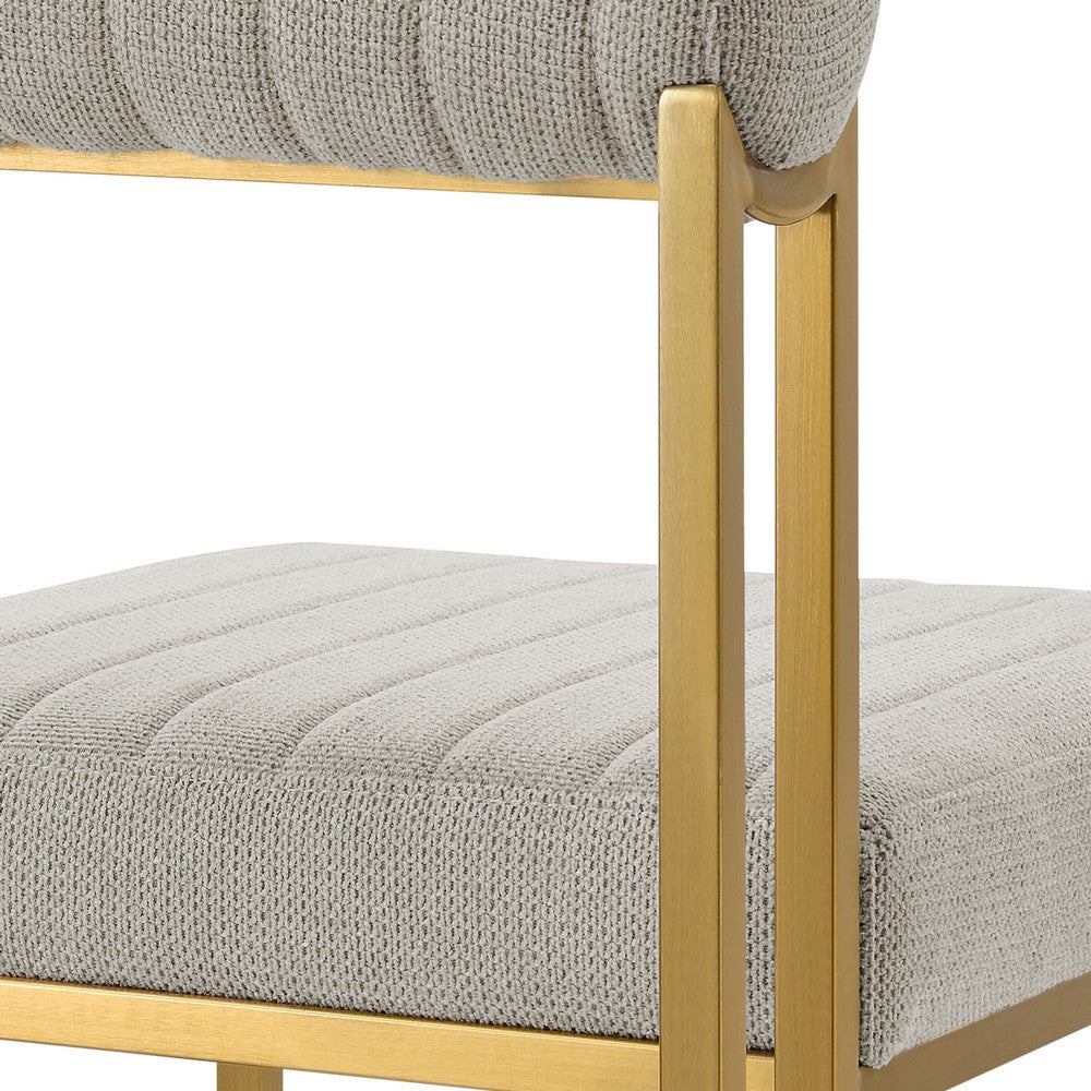 Tasie Dining Chair Set of 2 | Gold Brushed Steel | Taupe Polyester BM339085