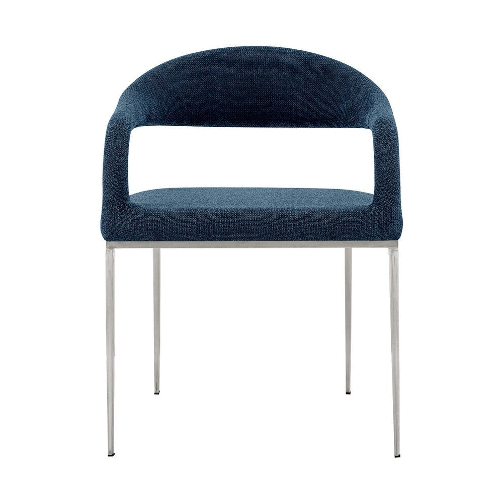 Morgie Dining Chair Set of 2 | Curve Back Integrated Arms | Navy Blue BM339086