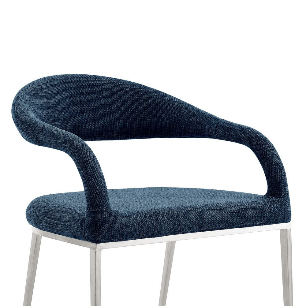 Morgie Dining Chair Set of 2 | Curve Back Integrated Arms | Navy Blue BM339086