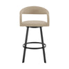 Monie Swivel Barstool Chair | Curved Floating Back | Beige Faux Leather