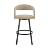 Monie Swivel Barstool Chair | Curved Floating Back | Beige Faux Leather