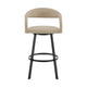 Monie Swivel Barstool Chair | Curved Floating Back | Beige Faux Leather