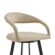 Monie Swivel Barstool Chair | Curved Floating Back | Beige Faux Leather