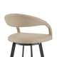 Monie Swivel Barstool Chair | Curved Floating Back | Beige Faux Leather