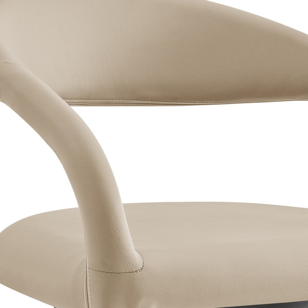 Monie Swivel Barstool Chair | Curved Floating Back | Beige Faux Leather
